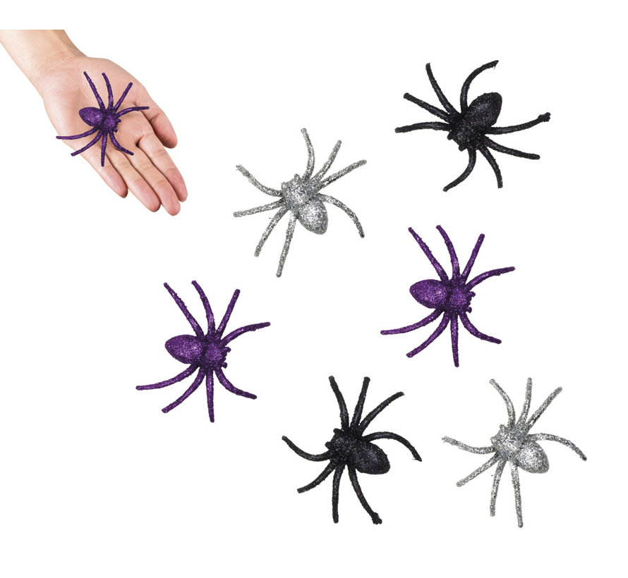 Kleine Plastic spinnen glitter spider