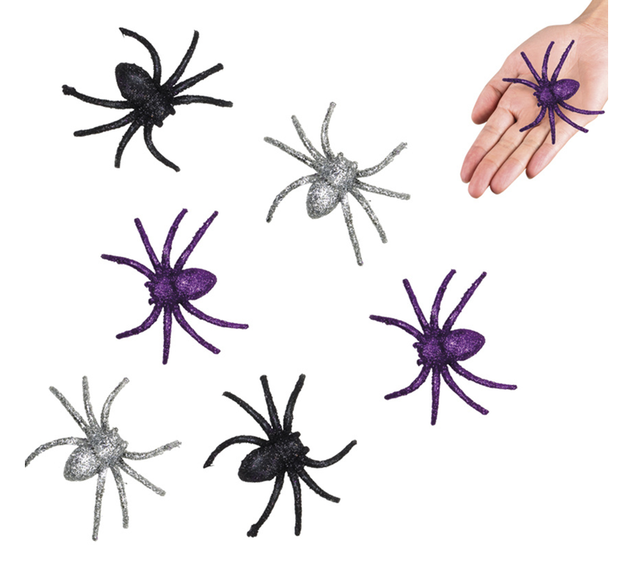 Kleine Plastic spinnen glitter spider