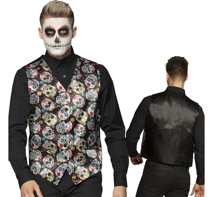 Doodskoppen Gilet Day of the dead heren