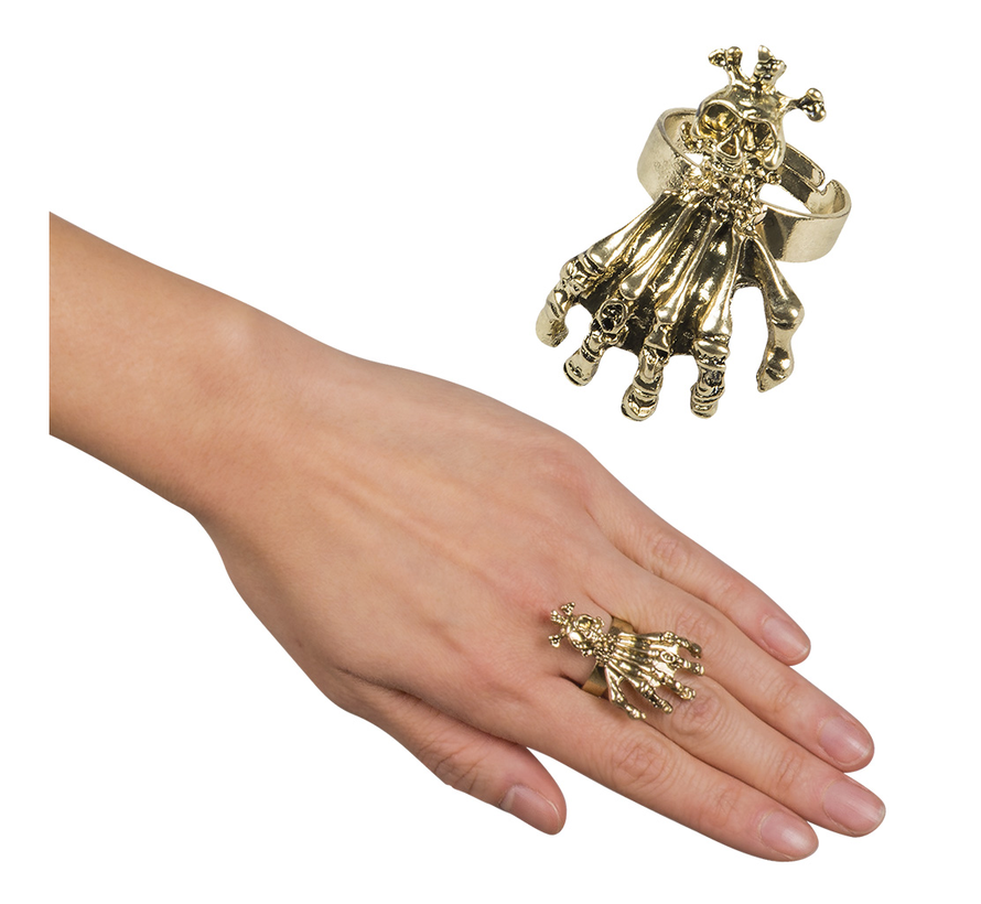 Ring Skull claw goudkleurig