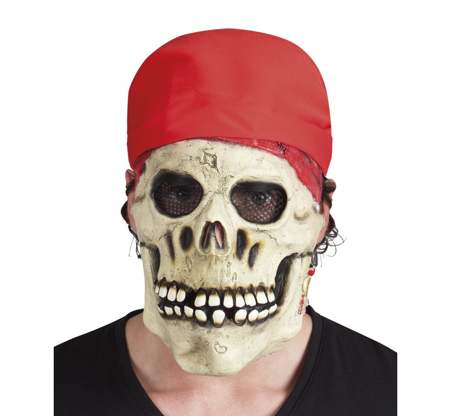 Latex Piraten schedel masker met bandana