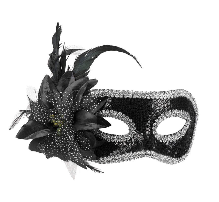 Venetiaans oogmasker zwarte pailletten