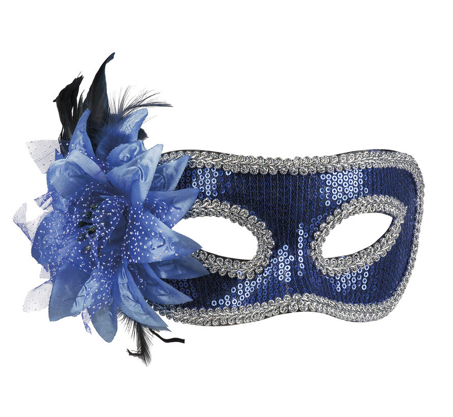 Venetiaans oogmasker met blauwe pailletten