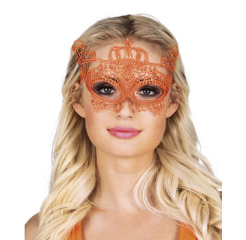 Oranje kanten oogmasker kroon