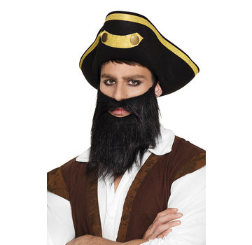 Zwarte Piraten baard met snor