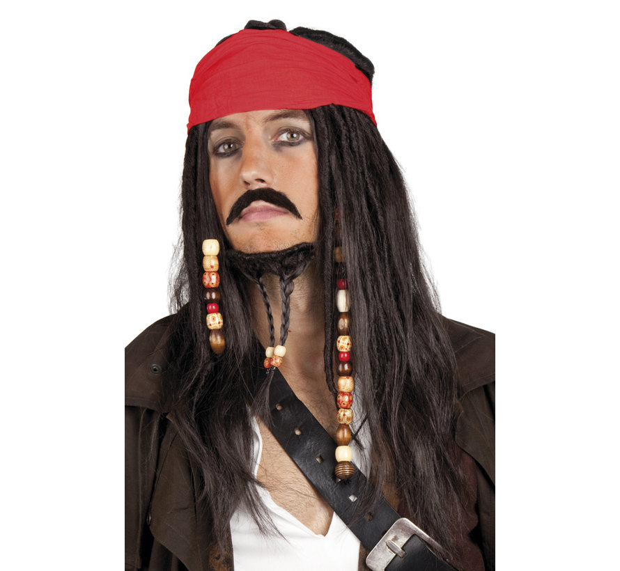 Jack Sparrow pruik met baard en snor