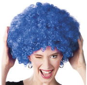 Pruik Afro blauw