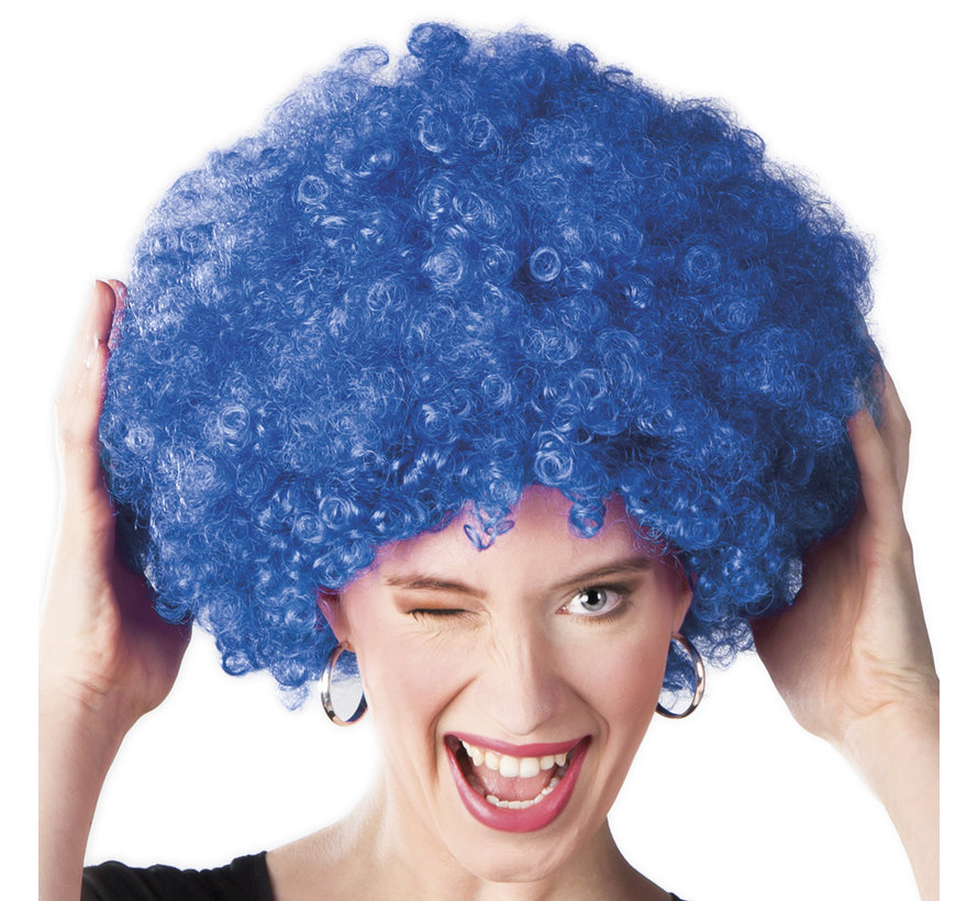 Pruik Afro blauw