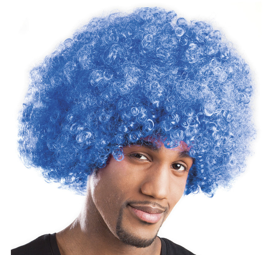 Pruik Afro blauw