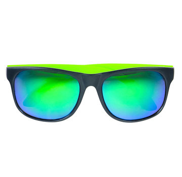 Neon groene zonnebril met spiegelglas