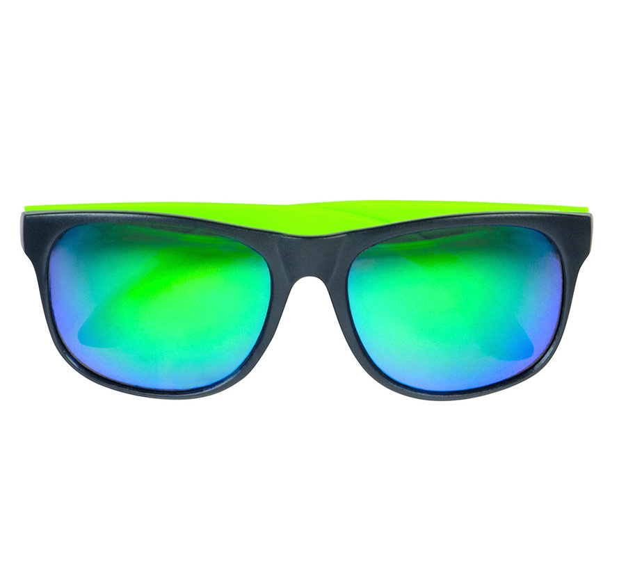 Neon groene zonnebril met spiegelglas