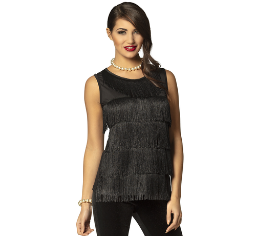 Jaren 20 zwarte flapper top