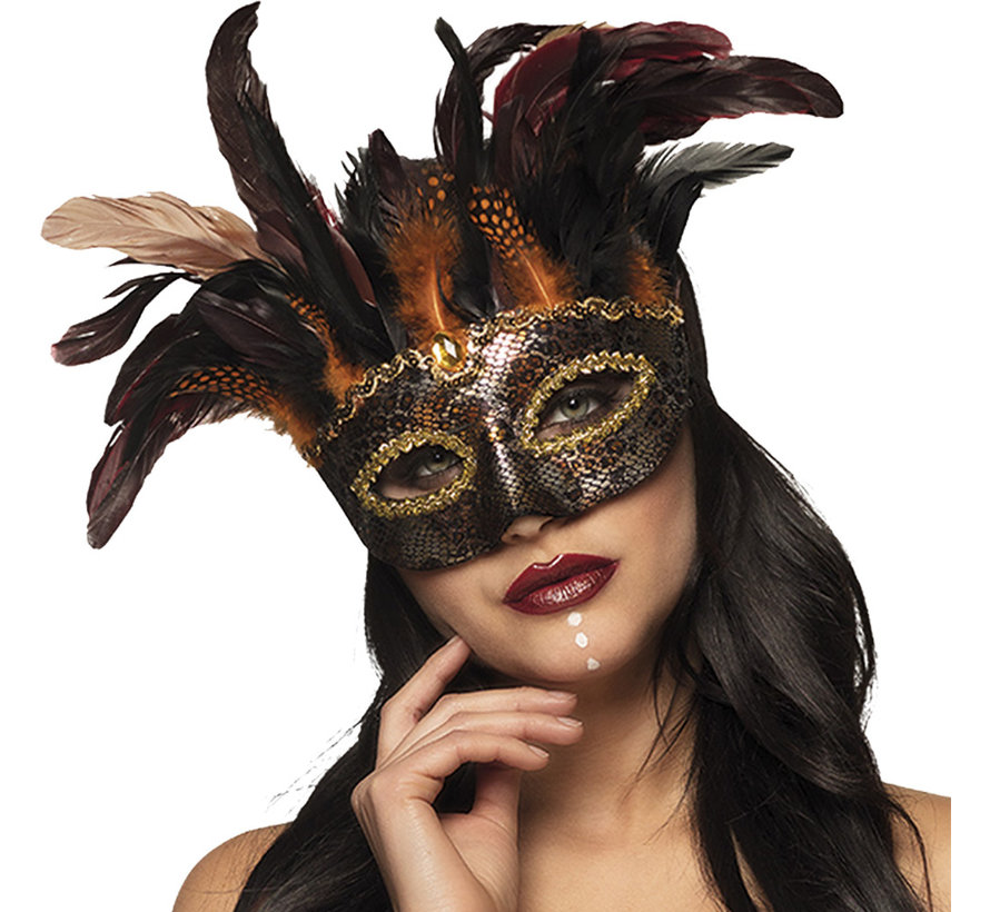 Dames Voodoo masker met veren