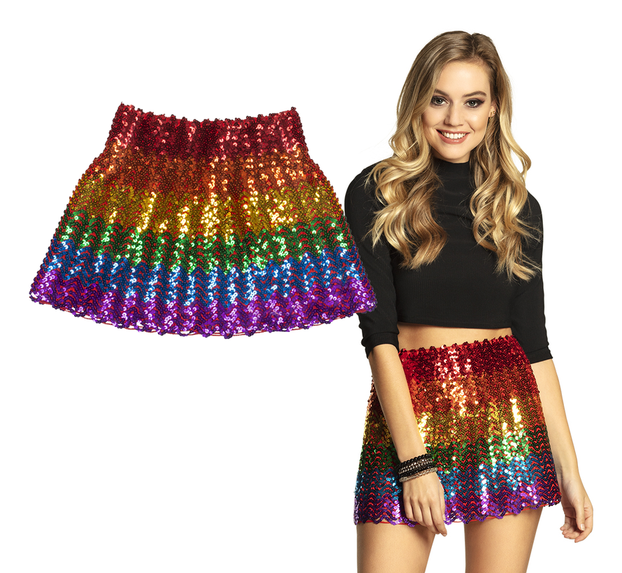 Pailletten rok regenboog dames