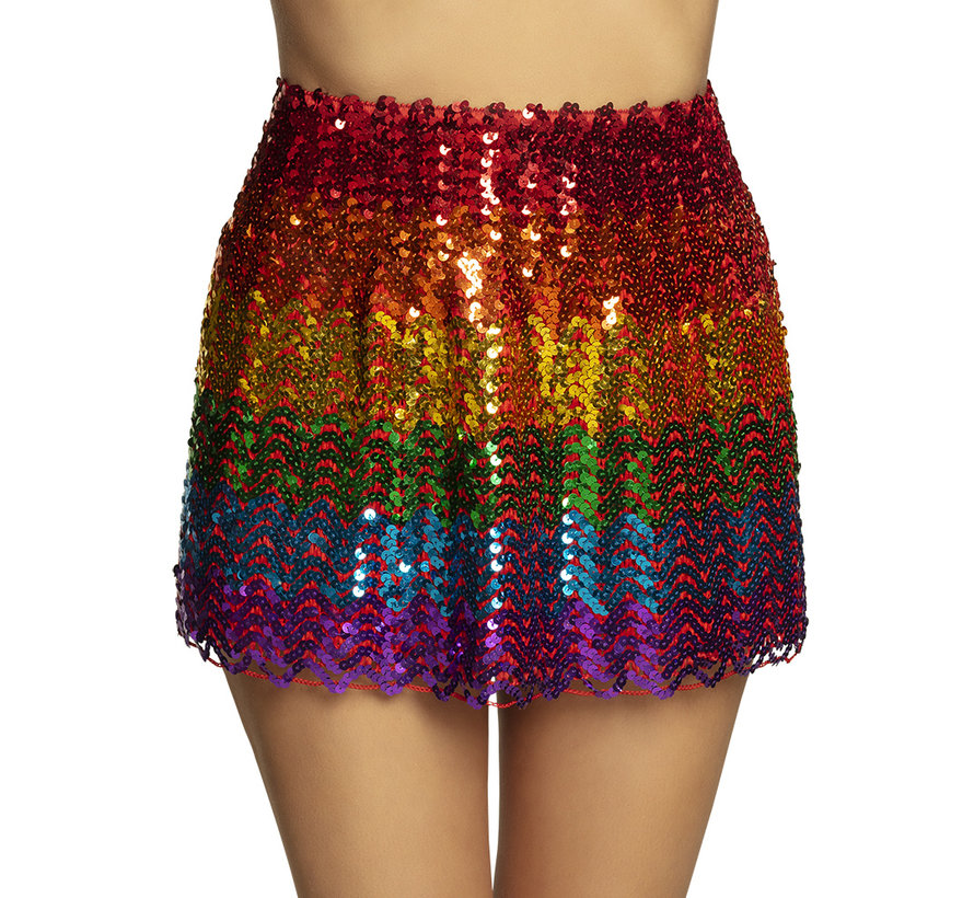 Pailletten rok regenboog dames