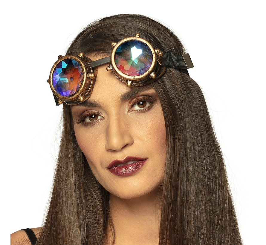 Steampunk bril  met caleidoscope  glazen