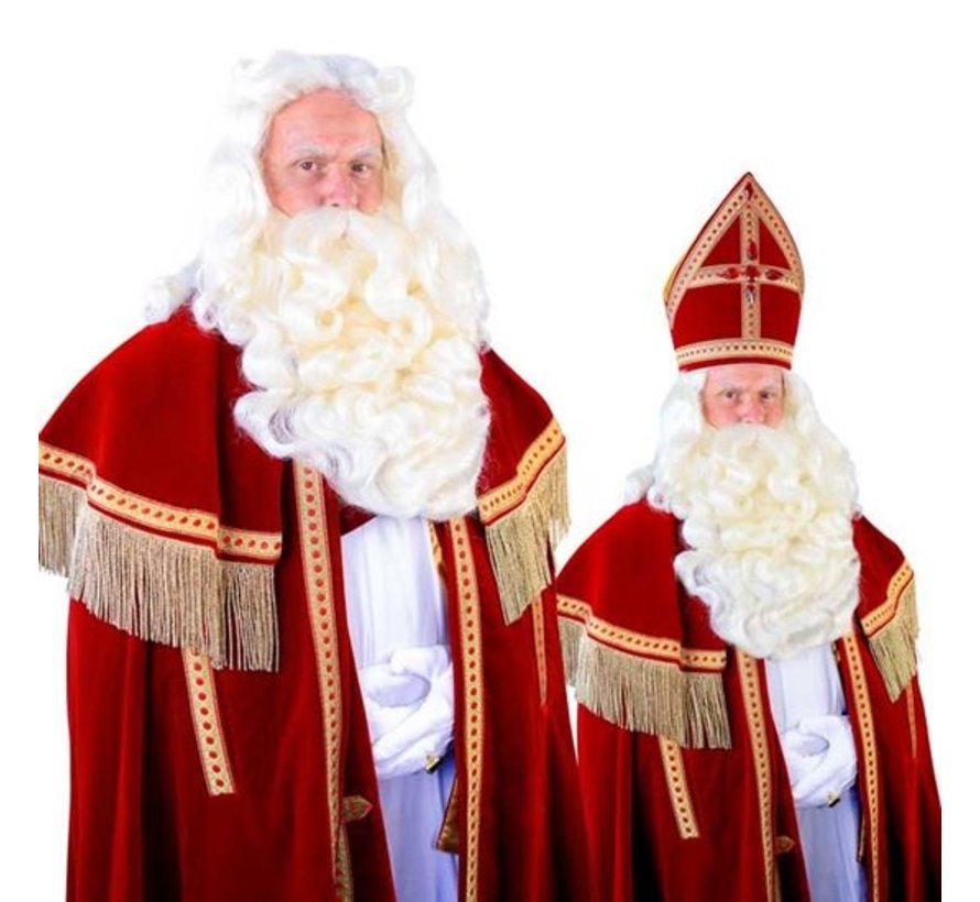 Sinterklaas pruik en baard en vaste snor