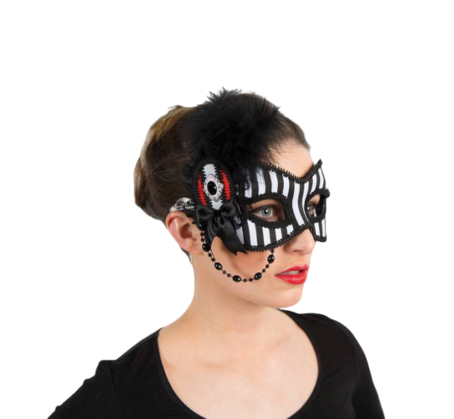 Dames steampunk oogmasker zwart wit