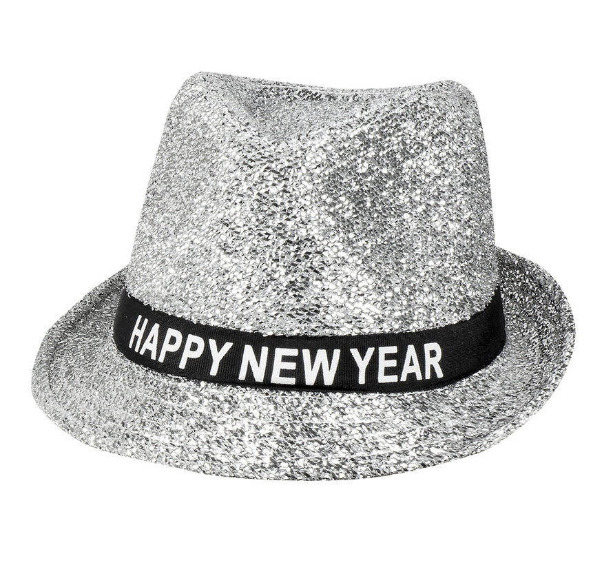 Gelukkig nieuwjaar hoed zilver
