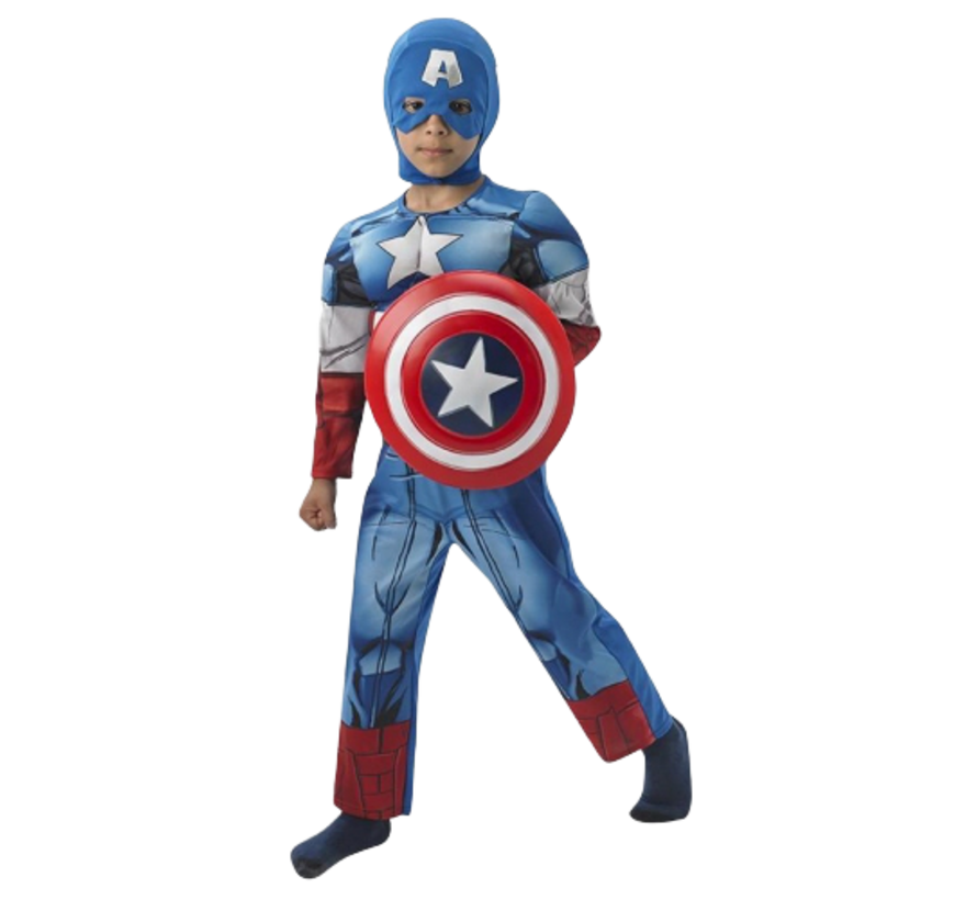 Captain America kind kostuum met schild