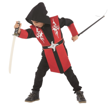 zwart rood ninja kostuum