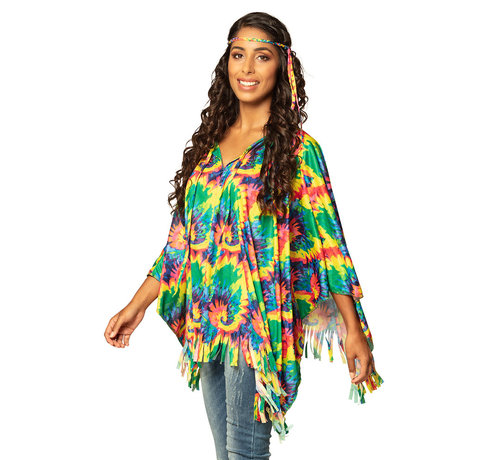 Kleurige Hippie poncho dames