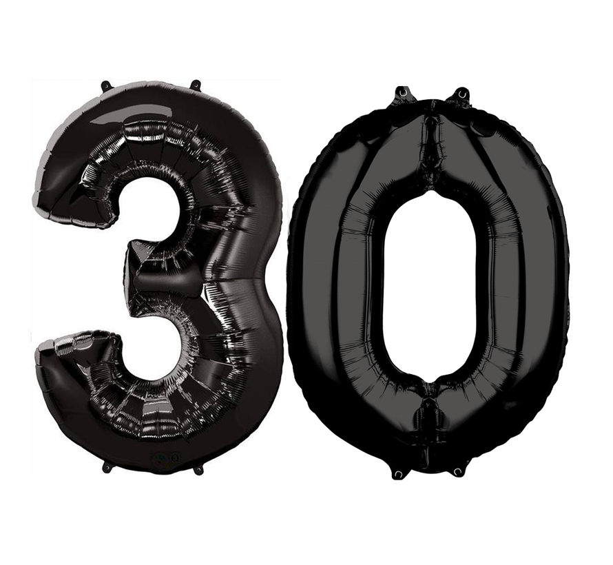 Zwarte Folie ballonnen cijfers 30