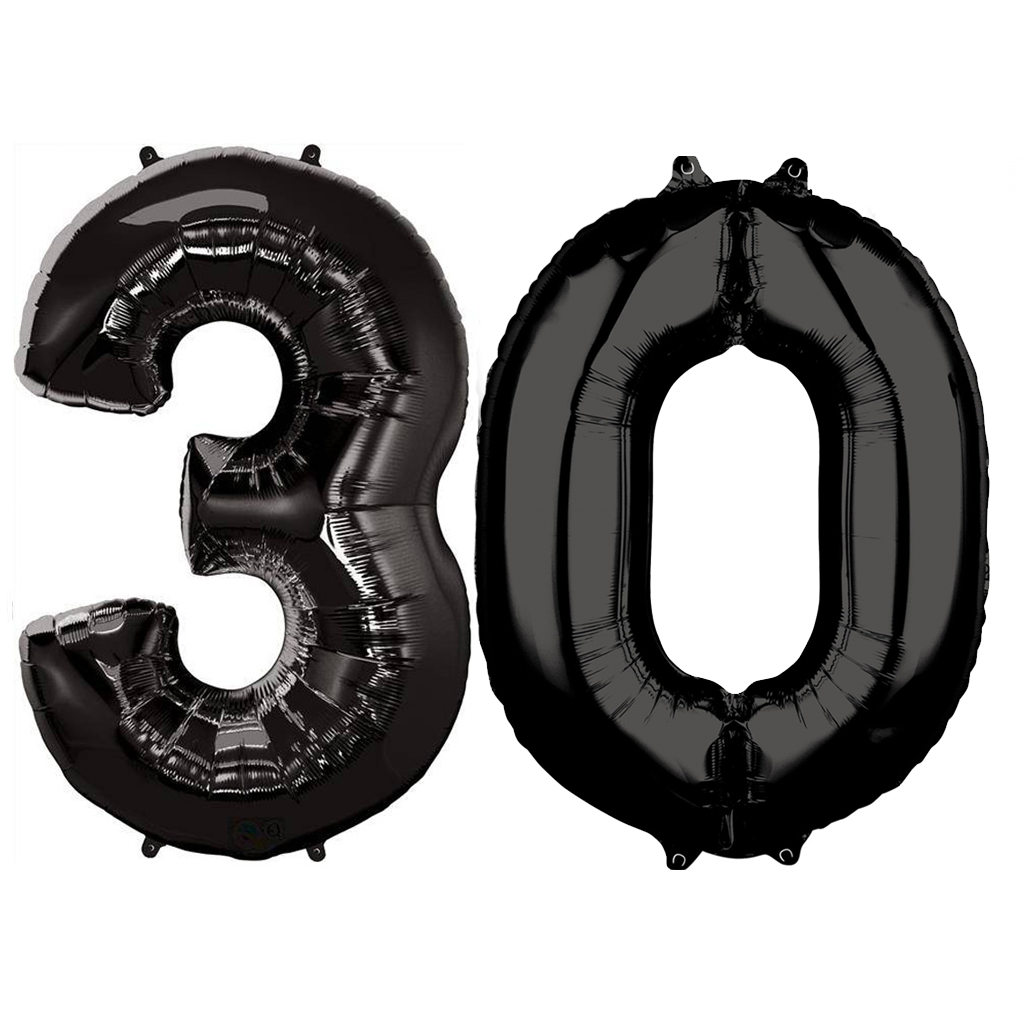 Effectiviteit jas Geschatte Zwarte Folie ballonnen cijfers 30 - Partycorner.nl