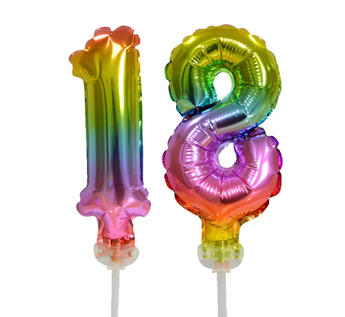 Regenboog taart decoratie ballonnen cijfers 18
