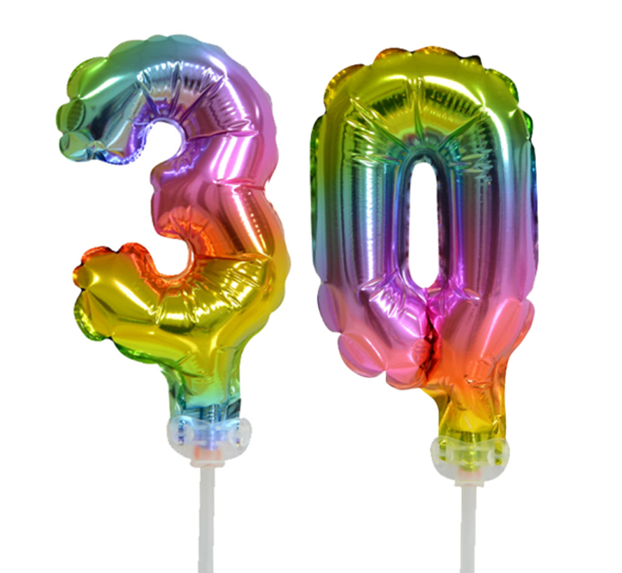 Regenboog taart decoratie ballonnen cijfers 30