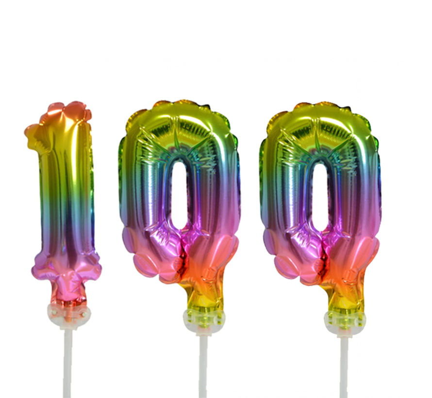 Regenboog taart decoratie ballonnen cijfers 100