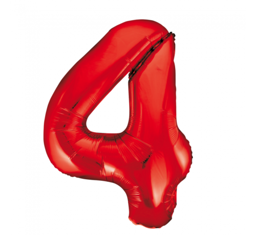 Helium rode cijfer ballon 4