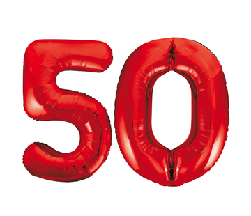 Rode cijfer ballonnen 50