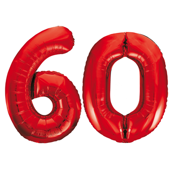 Rode cijfer ballonnen 60