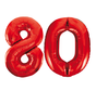 Rode cijfer ballonnen 80