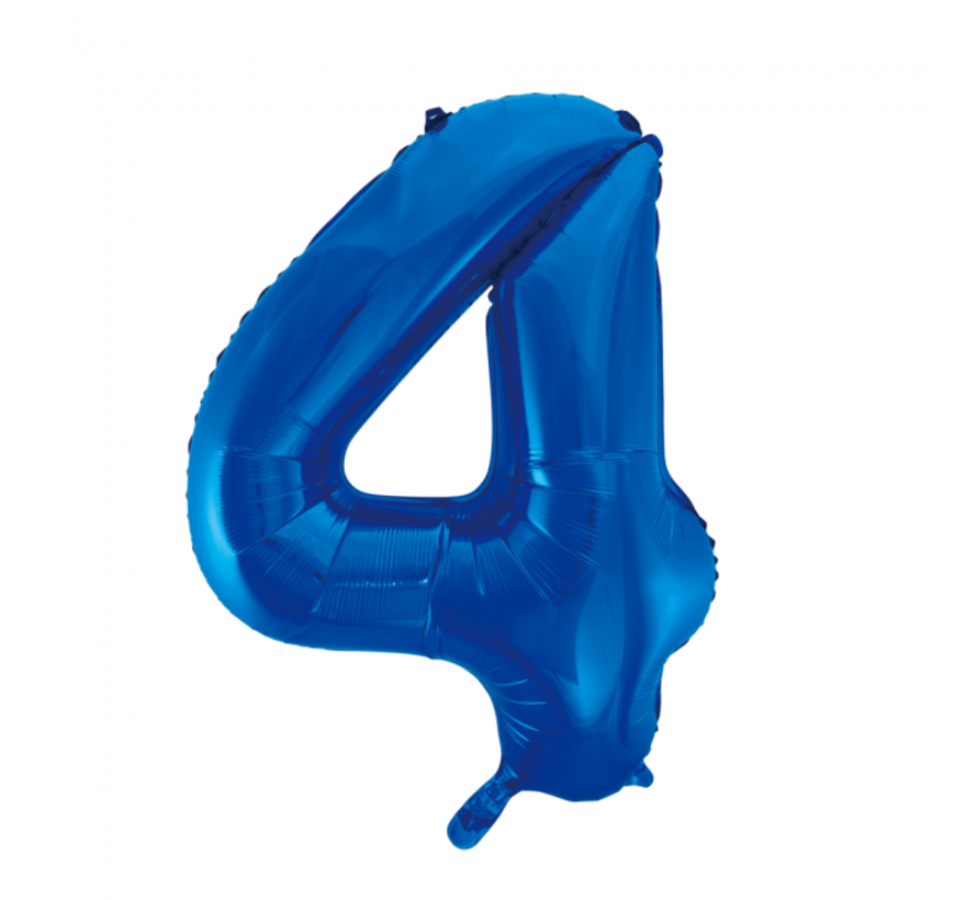 Blauwe helium folie ballon  cijfer 4