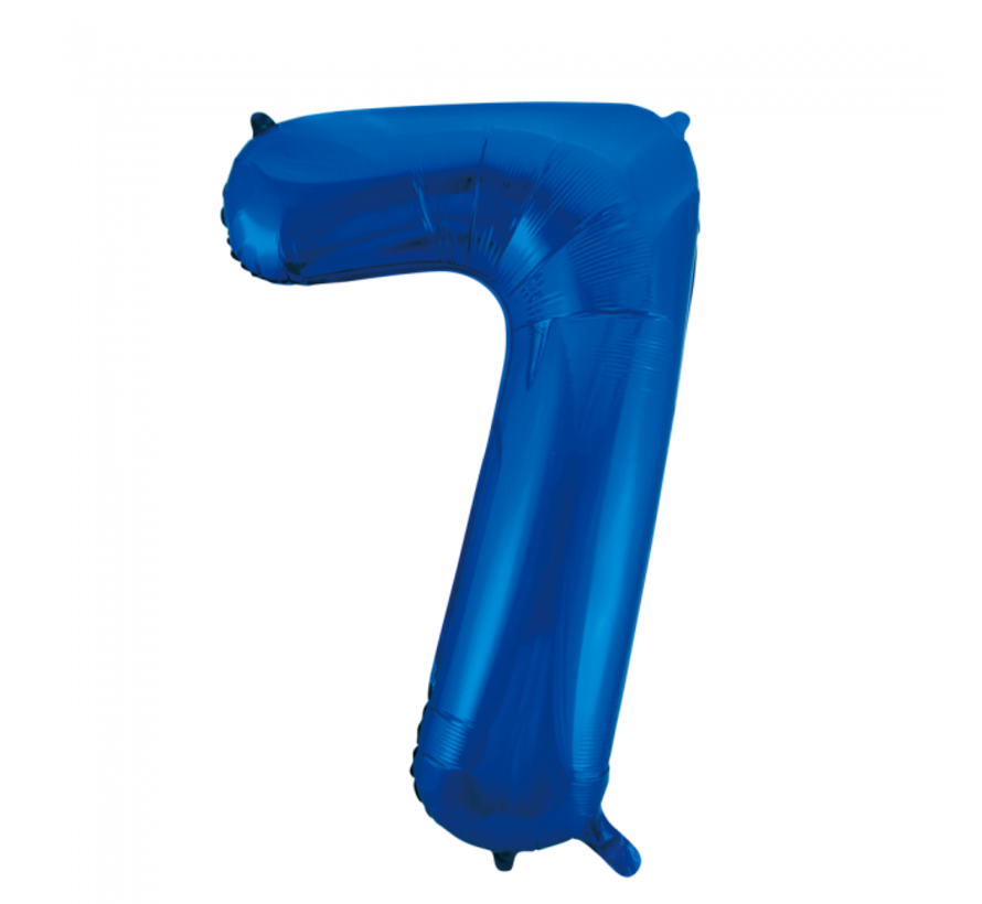Blauwe folie ballon cijfer 7