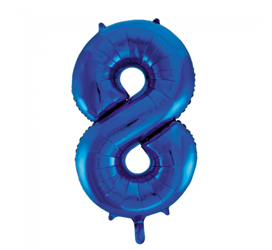 Blauwe folie ballon cijfer 8