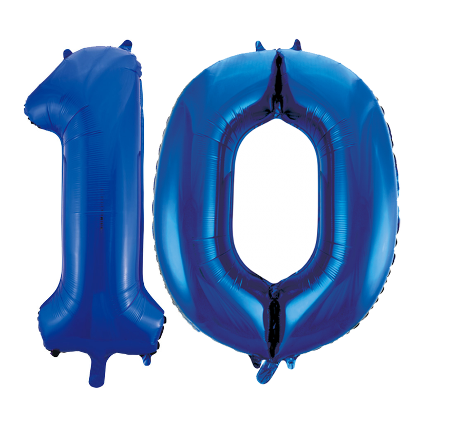 Blauwe folie ballonnen cijfers 10