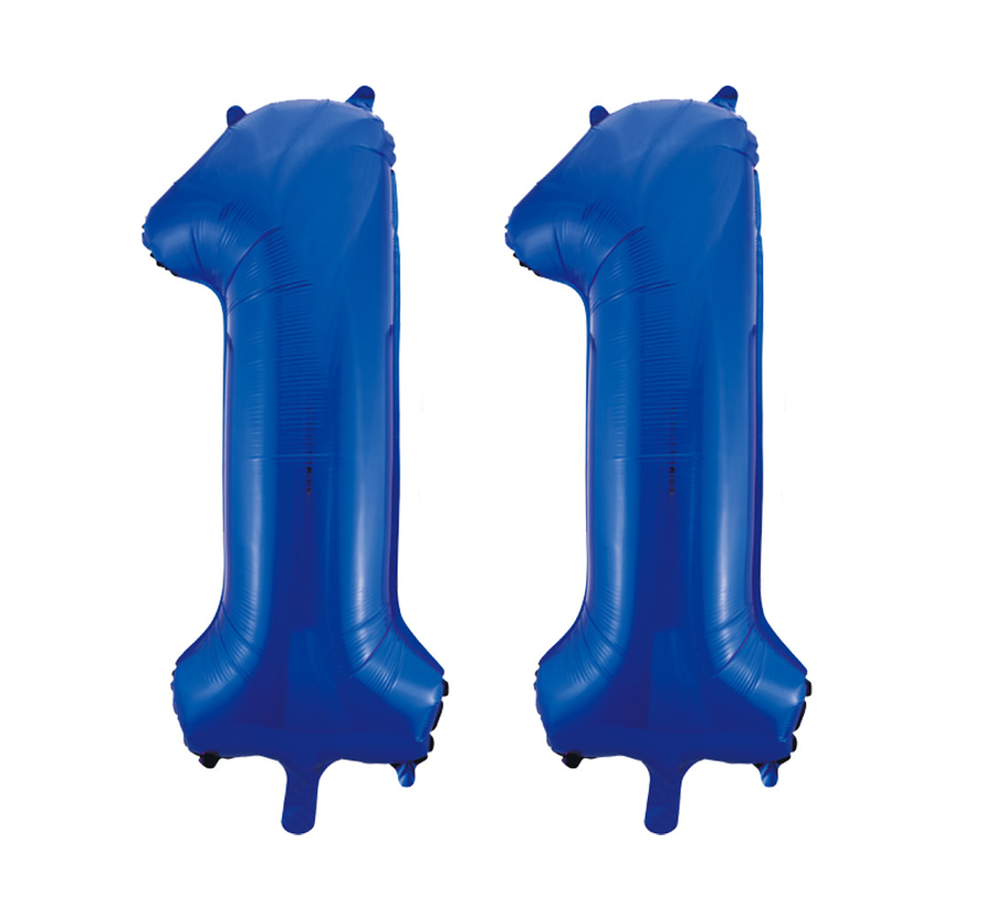 Blauwe folie ballonnen cijfer 11