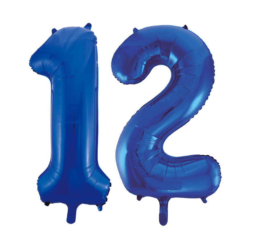 Blauwe folie ballonnen cijfer 12