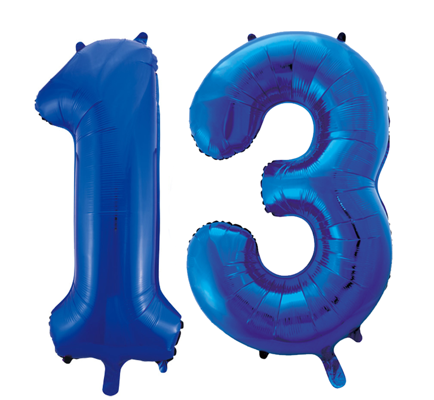 Blauwe folie ballonnen cijfer 13