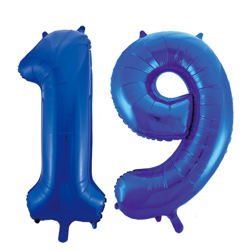 Blauwe folie ballonnen cijfer 19 - Partycorner.nl