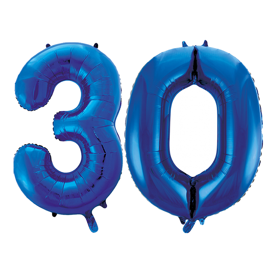 Blauwe folie ballonnen cijfer 30