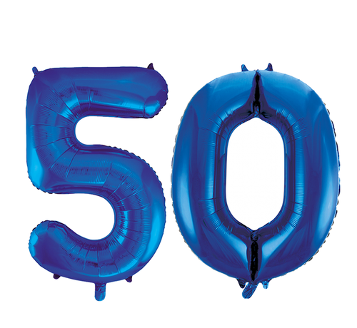Blauwe folie ballonnen cijfer 50