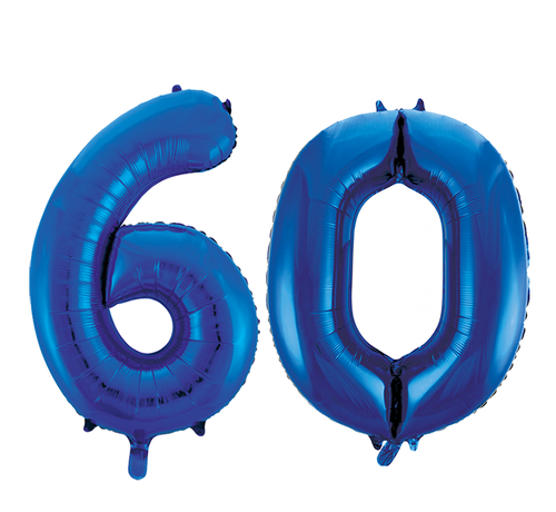 Blauwe folie ballonnen cijfer 60