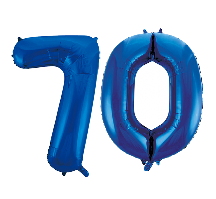 Blauwe folie ballonnen cijfer 70