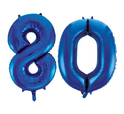 Blauwe folie ballonnen cijfer 80