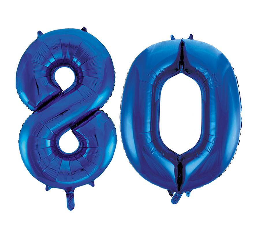 Blauwe folie ballonnen cijfer 80