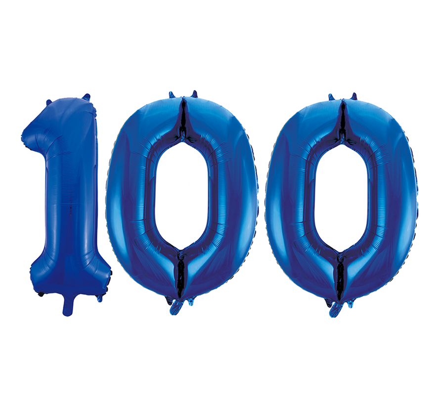 Blauwe folie ballonnen cijfer 100